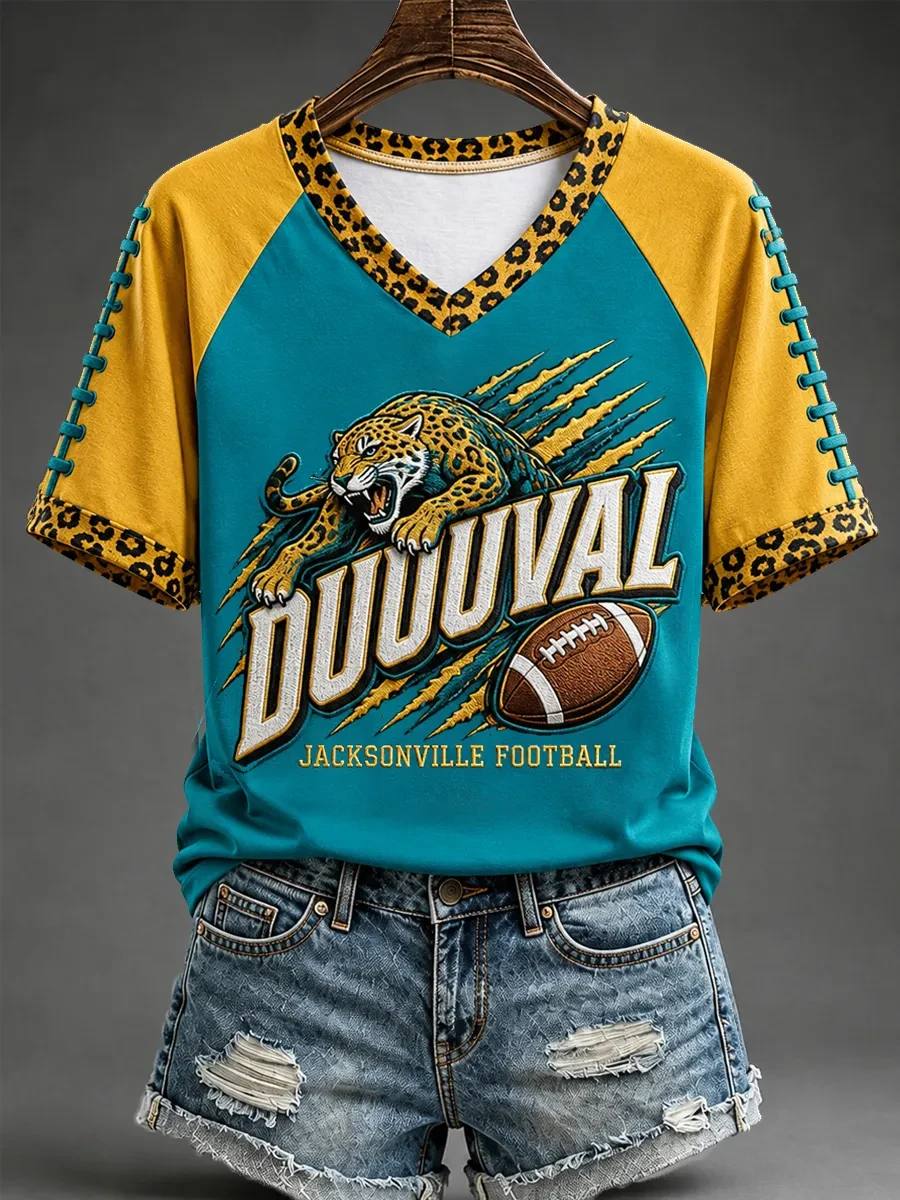 Jacksonville Jaguars Merch Duuuval Jacksonville Football V-Neck T-Shirt Game Day Shirt Fan Gifts