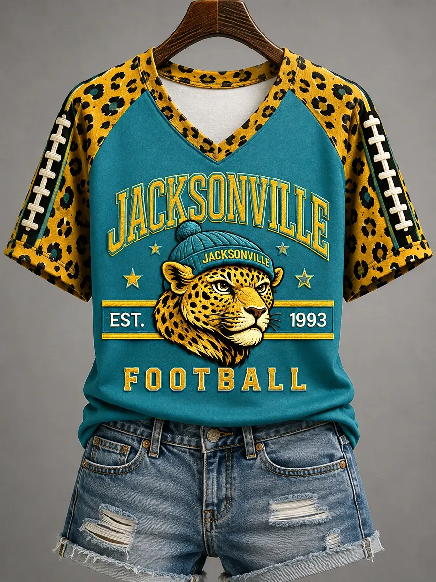 Jacksonville Jaguars Merch DUUUVAL V-Neck T-Shirt Jaguars Fan Apparel Football Game Day Gifts