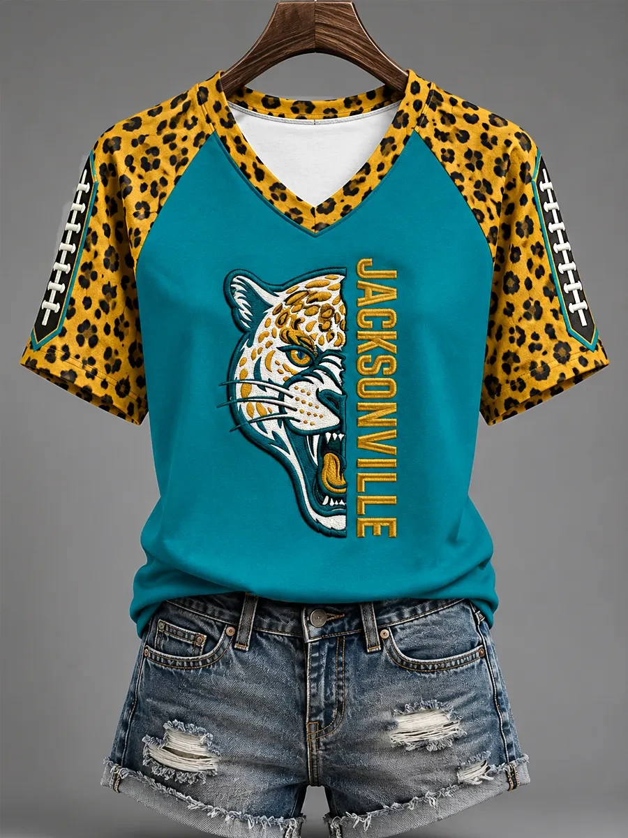 Jacksonville Jaguars Merch Jacksonville Football V-Neck T-Shirt DUUUVAL Tailgate Outfit