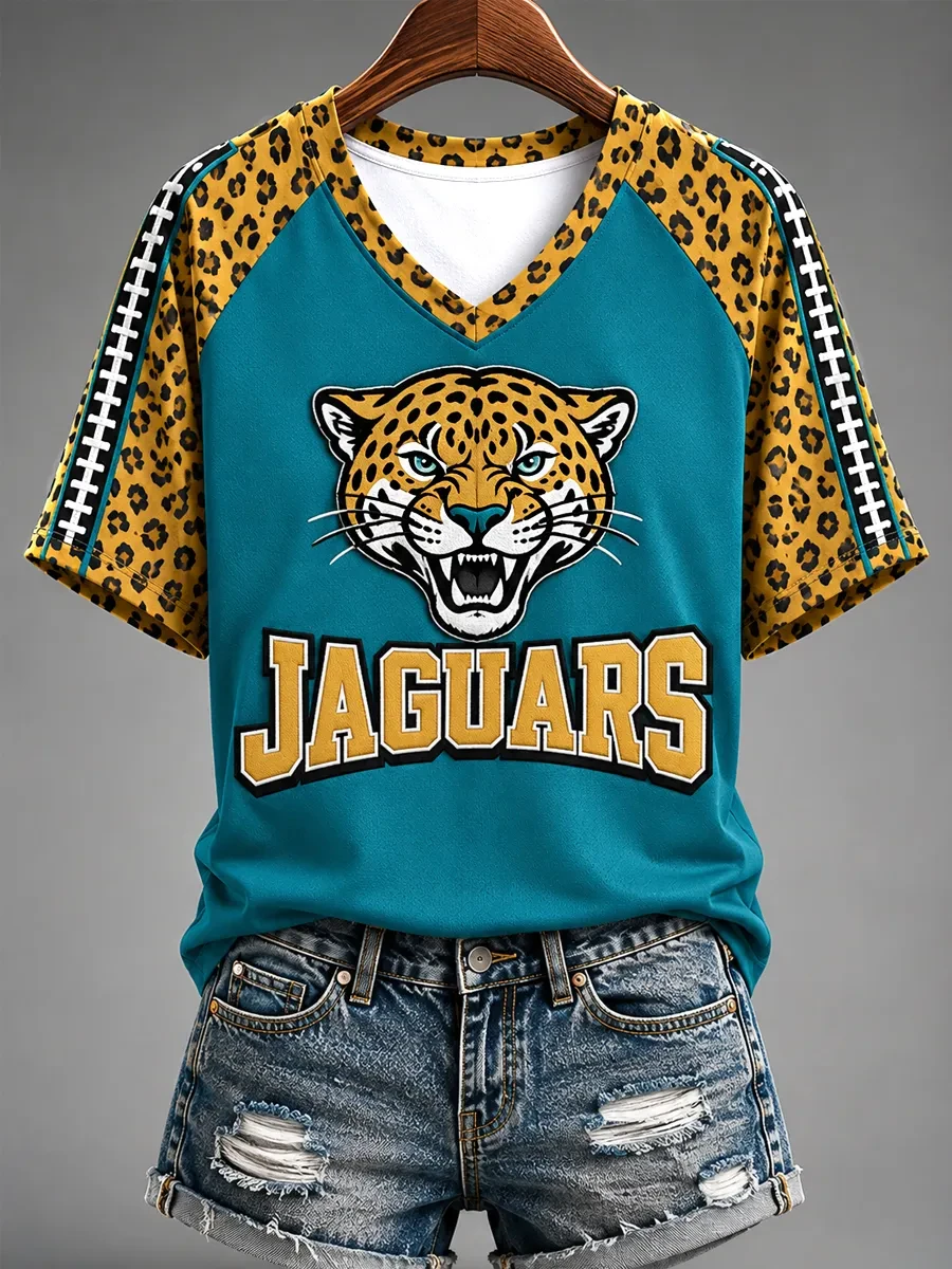 Jacksonville Jaguars Merch Let's Go Jaguars V-Neck Shirt Jacksonville Football Game Day Gear