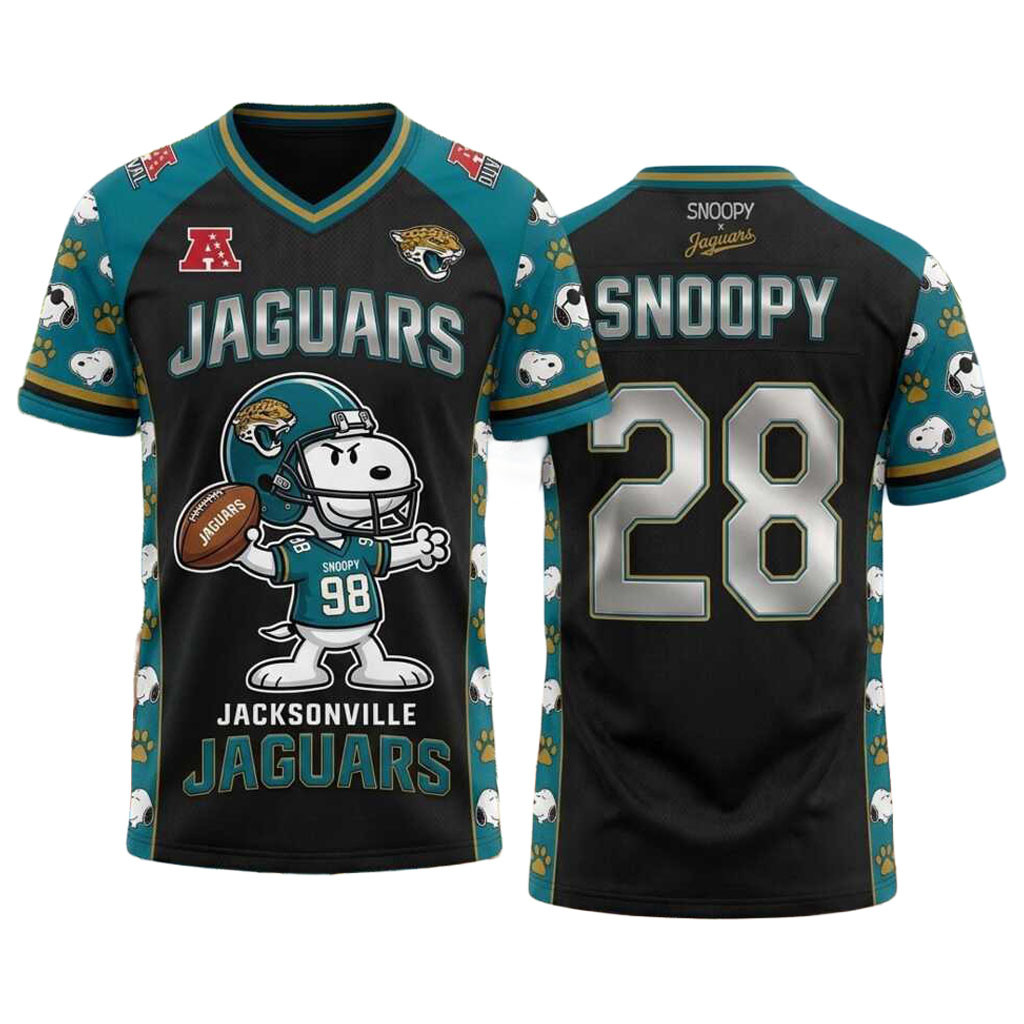 Jacksonville Jaguars Snoopy Football Jersey Shirt Jaguars Merch Gift For Football Lovers Jacksonville Jaguars Snoopy Football Jersey Shirt Jaguars Merch Gift For Football Lovers