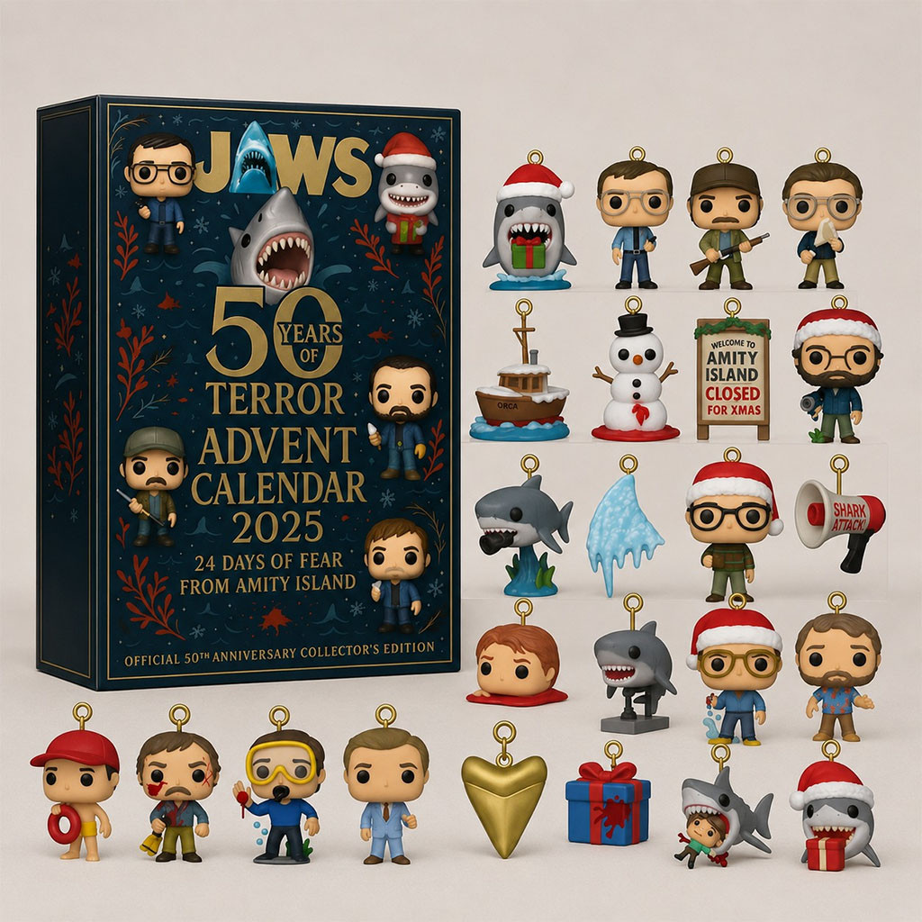 Jaws 50th Anniversary Advent Calendar 24 Days Christmas Mystery Ornaments Shark Movie Fan Gift