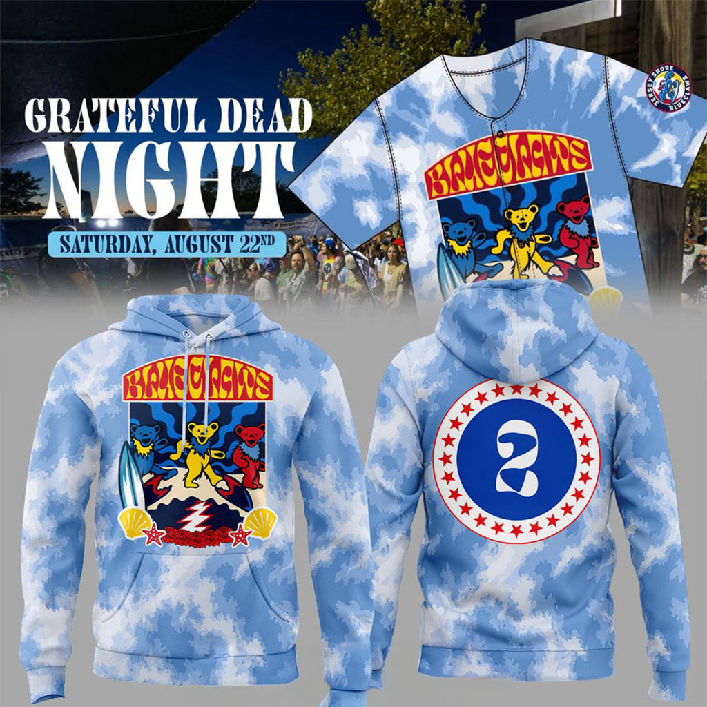Jersey Shore BlueClaws Grateful Dead Night Hoodie Jersey Shore BlueClaws Merch Fan Gifts