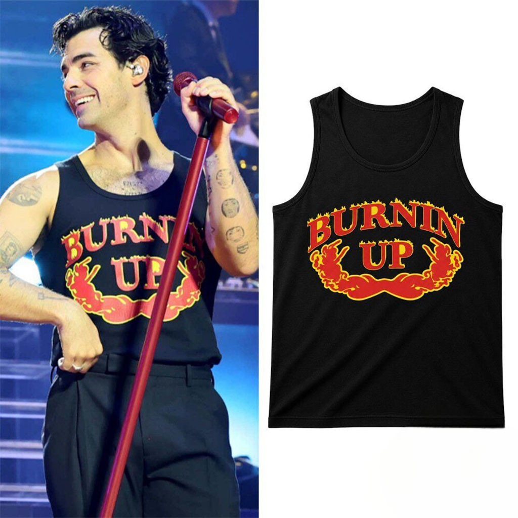 Joe Jonas Burnin Up Flame Iconic Tank Top Joe Jonas Merch Gifts For Music Lovers