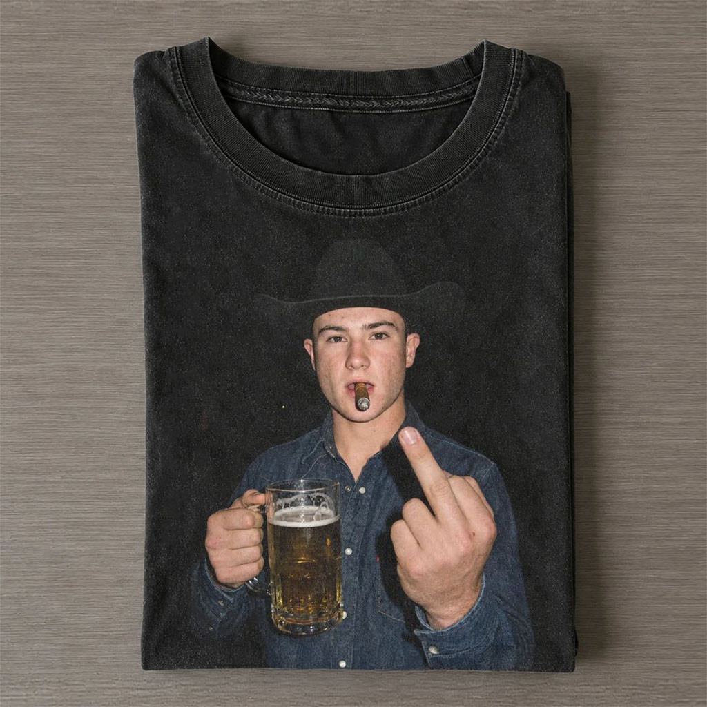 John Crimber Drunk Smoke Wash T-Shirt Western Rodeo Apparel Gifts For Bull Riding Lovers