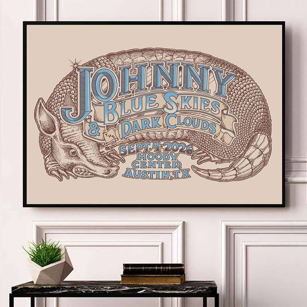 Johnny Blue Skies And Dark Clouds Austin Texas 2026 Event Poster Wall Hanging Decor