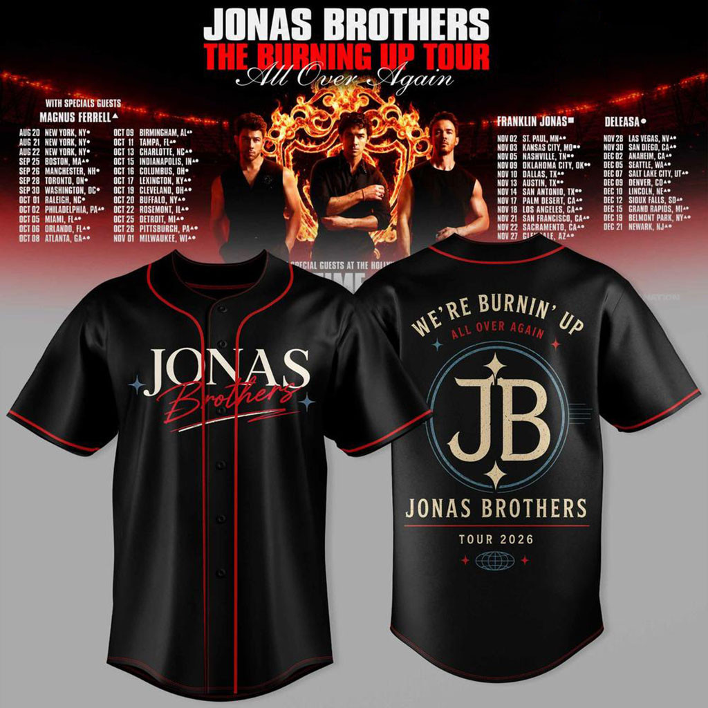 Jonas Brothers Merch 2026 The Burning Up Tour All Over Again Jersey Music Related Gifts For Guys