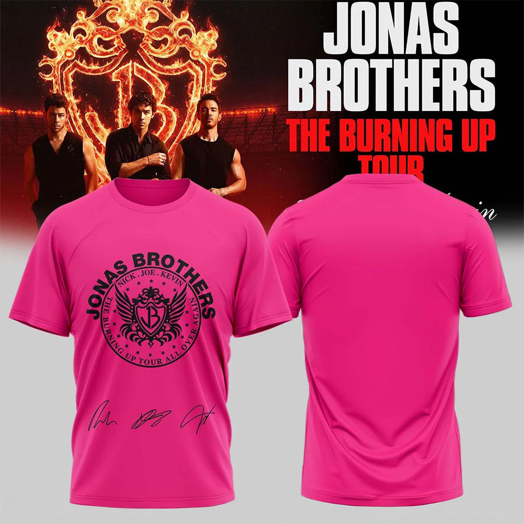 Jonas Brothers Merch 2026 The Burning Up Tour T-Shirt Pink Pop Rock Band Fan Gift