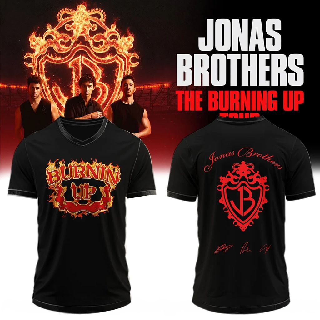 Jonas Brothers Merch 2026 The Burning Up Tour V-Neck T-Shirt Pop Band Fans Gifts Jonas Brothers Merch 2026 The Burning Up Tour V-Neck T-Shirt Pop Band Fans Gifts