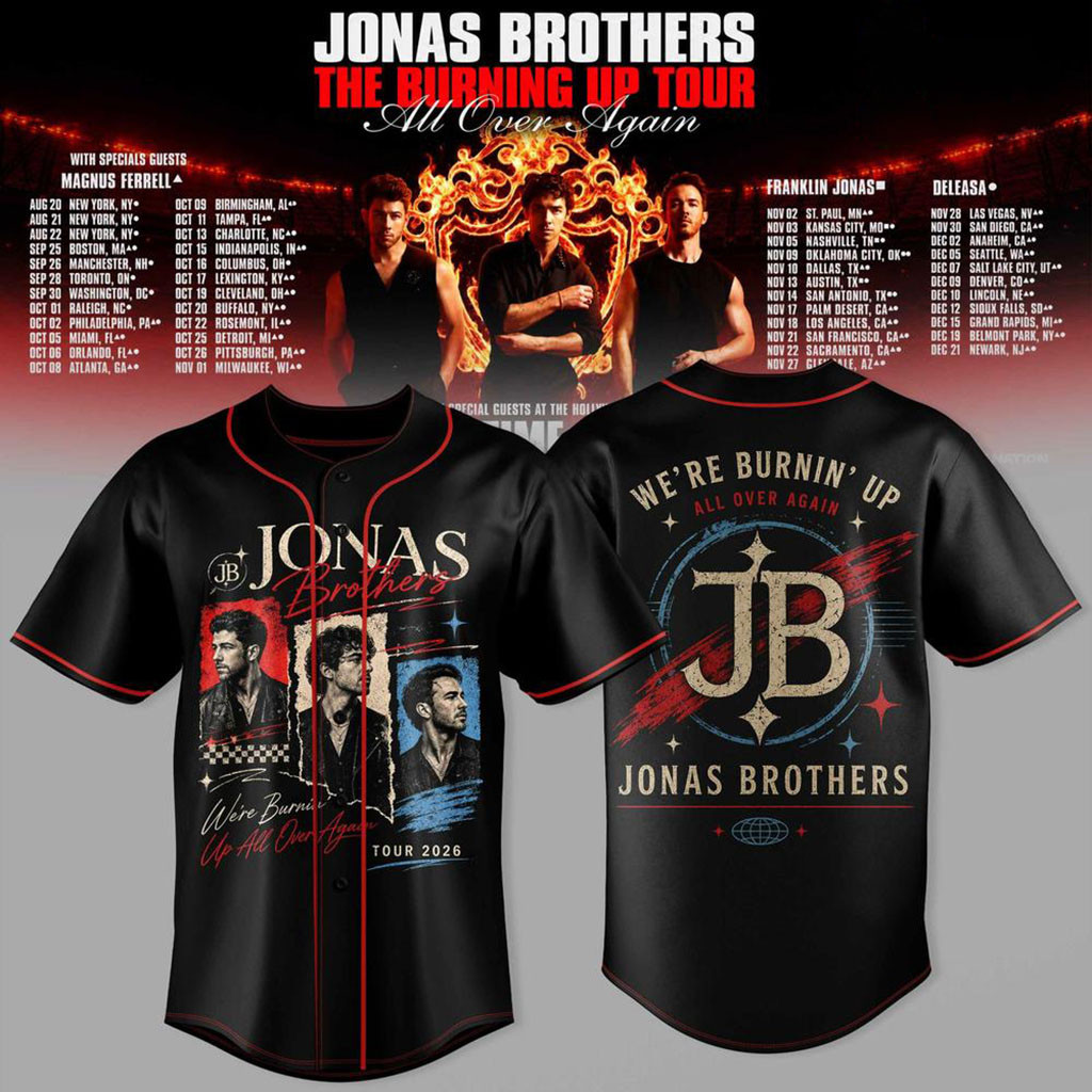Jonas Brothers Merch The Burning Up Tour All Over Again Baseball Jersey Gifts For Music Lovers Jonas Brothers Merch The Burning Up Tour All Over Again Baseball Jersey Gifts For Music Lovers