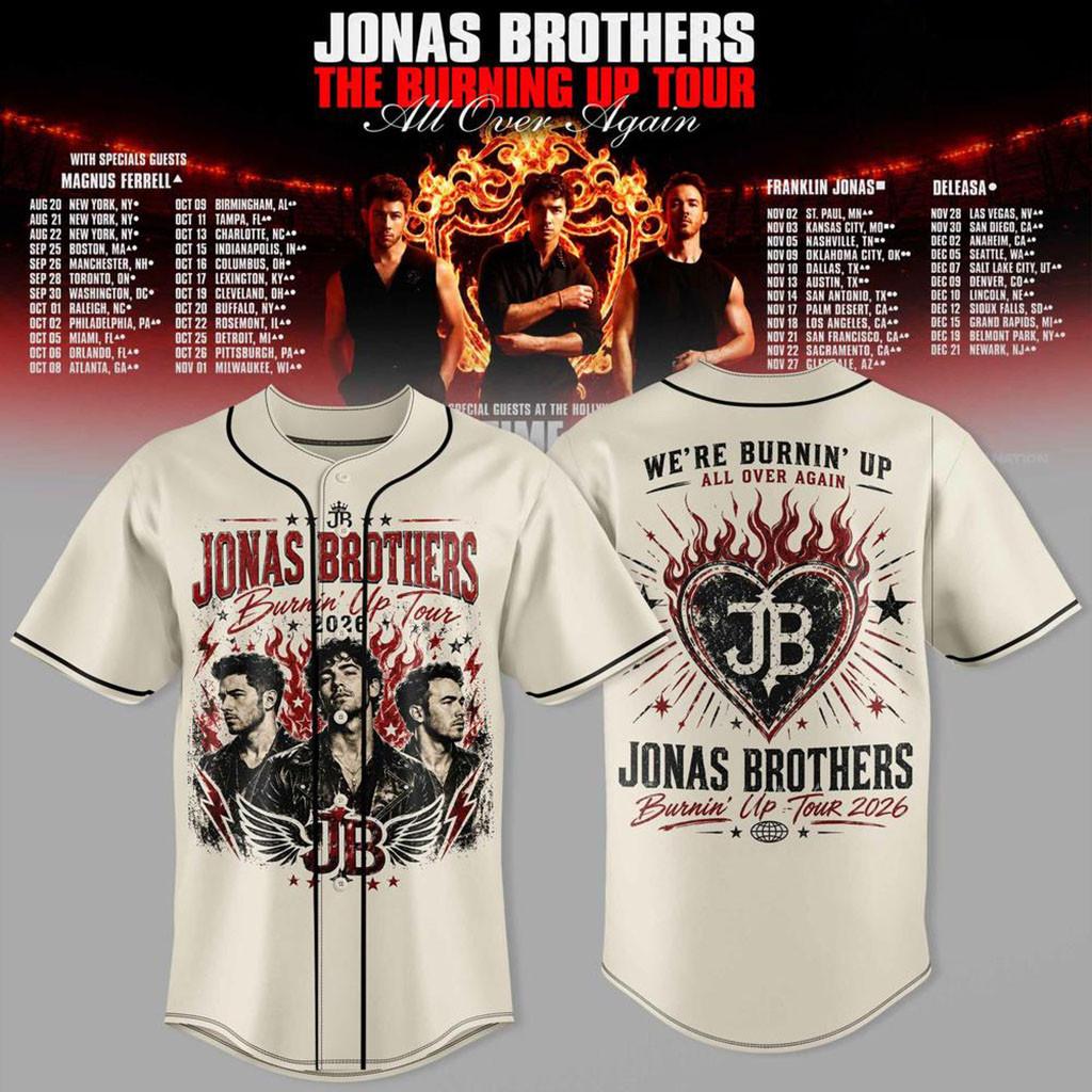 Jonas Brothers Merch The Burning Up Tour All Over Again Jersey Best Gifts For Music Lovers