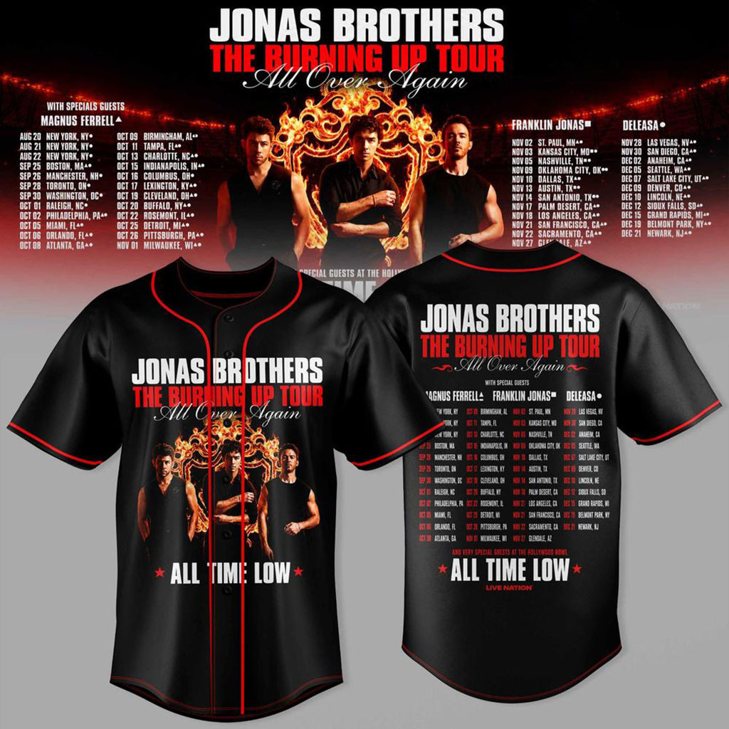 Jonas Brothers The Burning Up Tour All Over Again Baseball Jersey Jonas Brothers Merch Gifts
