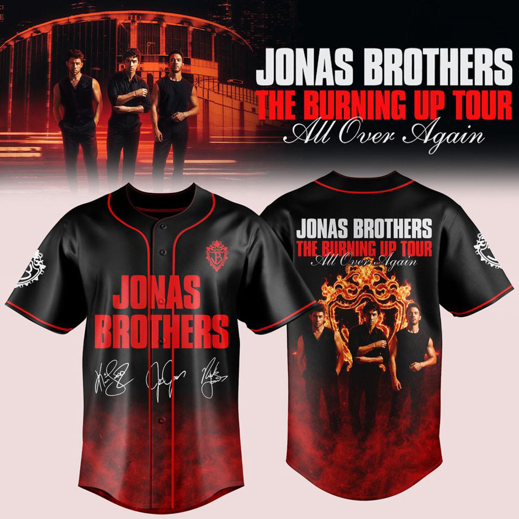 Jonas Brothers The Burning Up Tour All Over Again Baseball Jersey Jonas Brothers Merchandise Jonas Brothers The Burning Up Tour All Over Again Baseball Jersey Jonas Brothers Merchandise