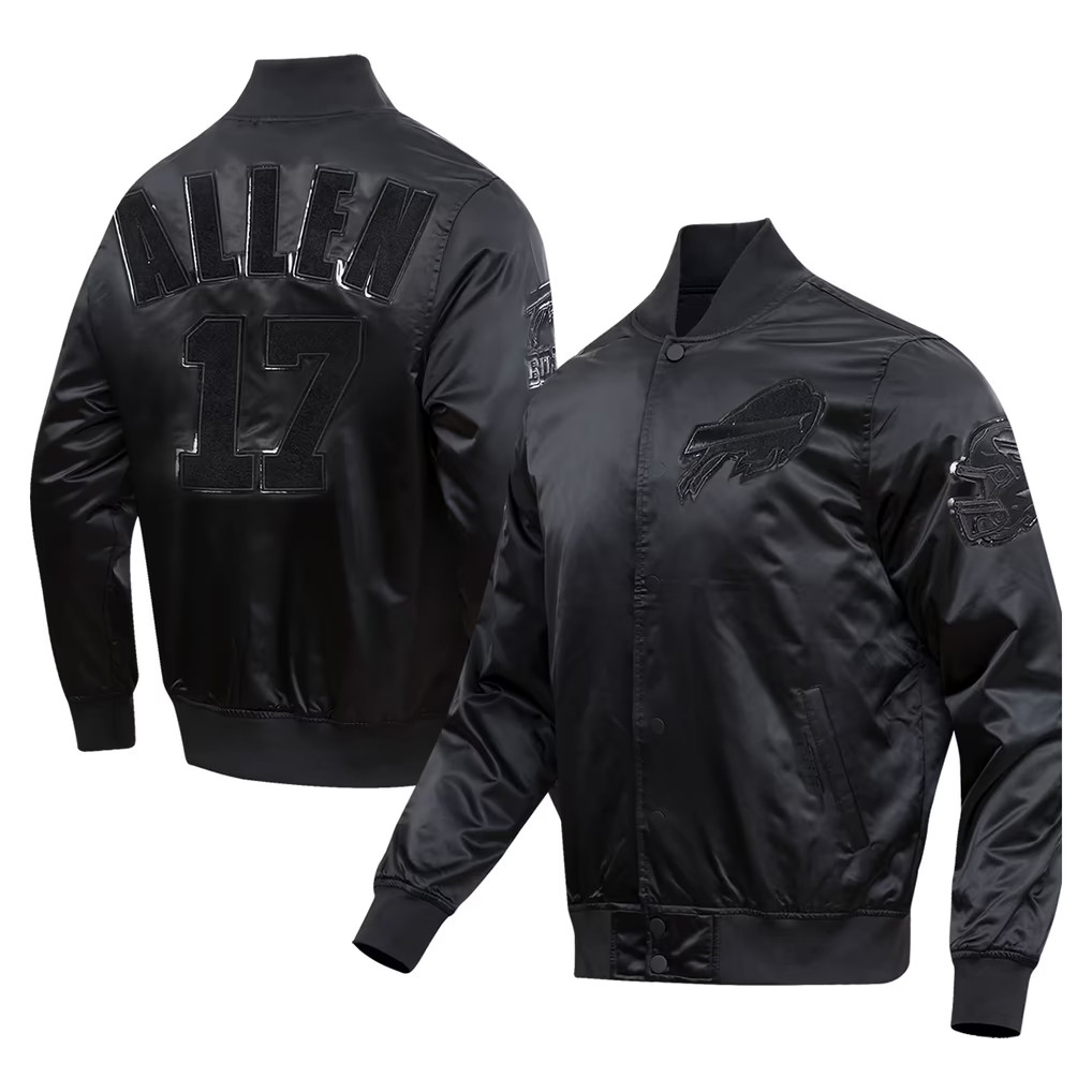 Josh Allen Merch 2026 Buffalo Bills #17 Josh Allen Pro Standard Black Player Jacket Fan Gifts
