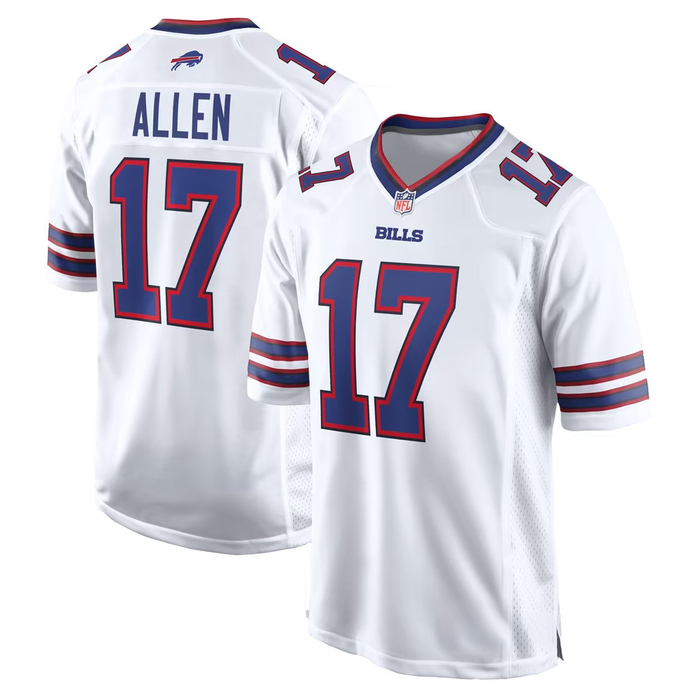 Josh Allen Merch Buffalo Bills #17 Josh Allen White Game Player Jersey Gift For Football Fans