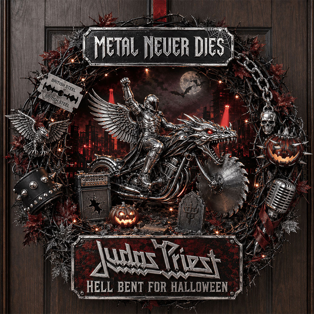 Judas Priest Hell Bent For Halloween Door Sign Metal Never Dies Wreath Judas Priest Merch Decor