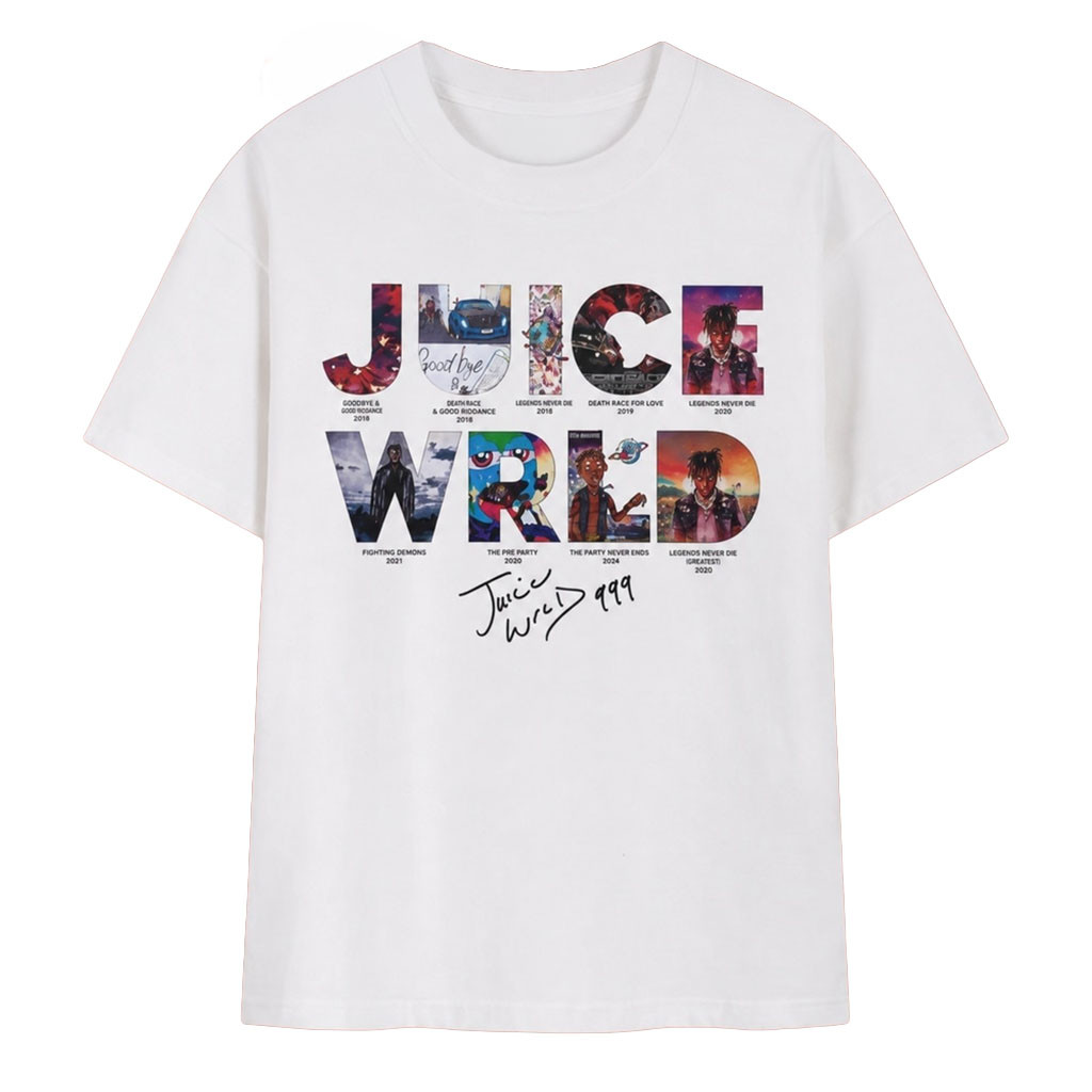 Juice WRLD Albums Graphic Signature 999 Tribute T-Shirt Juice WRLD Merch Rapper Fan Gifts