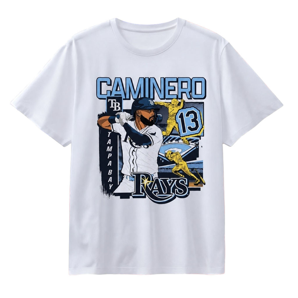 Junior Caminero Tampa Bay Rays #13 Baseball T-Shirt Junior Caminero Merch Present For Fans Junior Caminero Tampa Bay Rays #13 Baseball T-Shirt Junior Caminero Merch Present For Fans