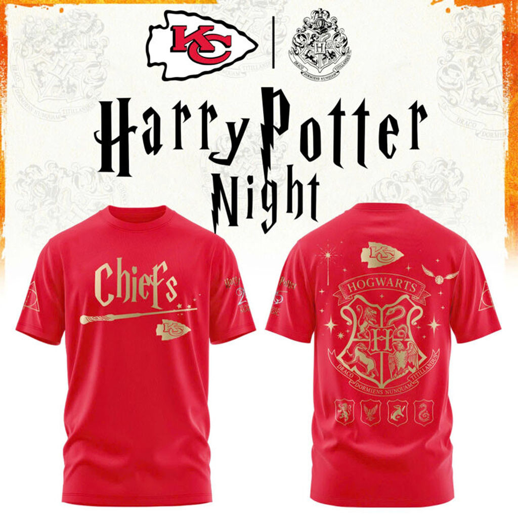 Kansas City Chiefs Harry Potter 25th Anniversary T-Shirt 2026 KC Chiefs Merch Game Day Gifts
