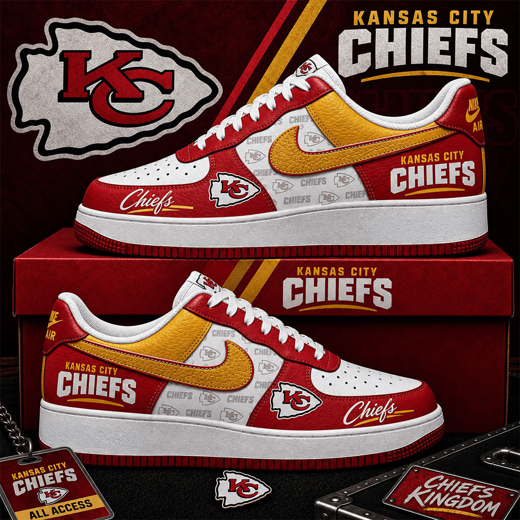 Kansas City Chiefs Kingdom Sneakers Game Day Shoes KC Chiefs Merch Football Team Gifts Ideas