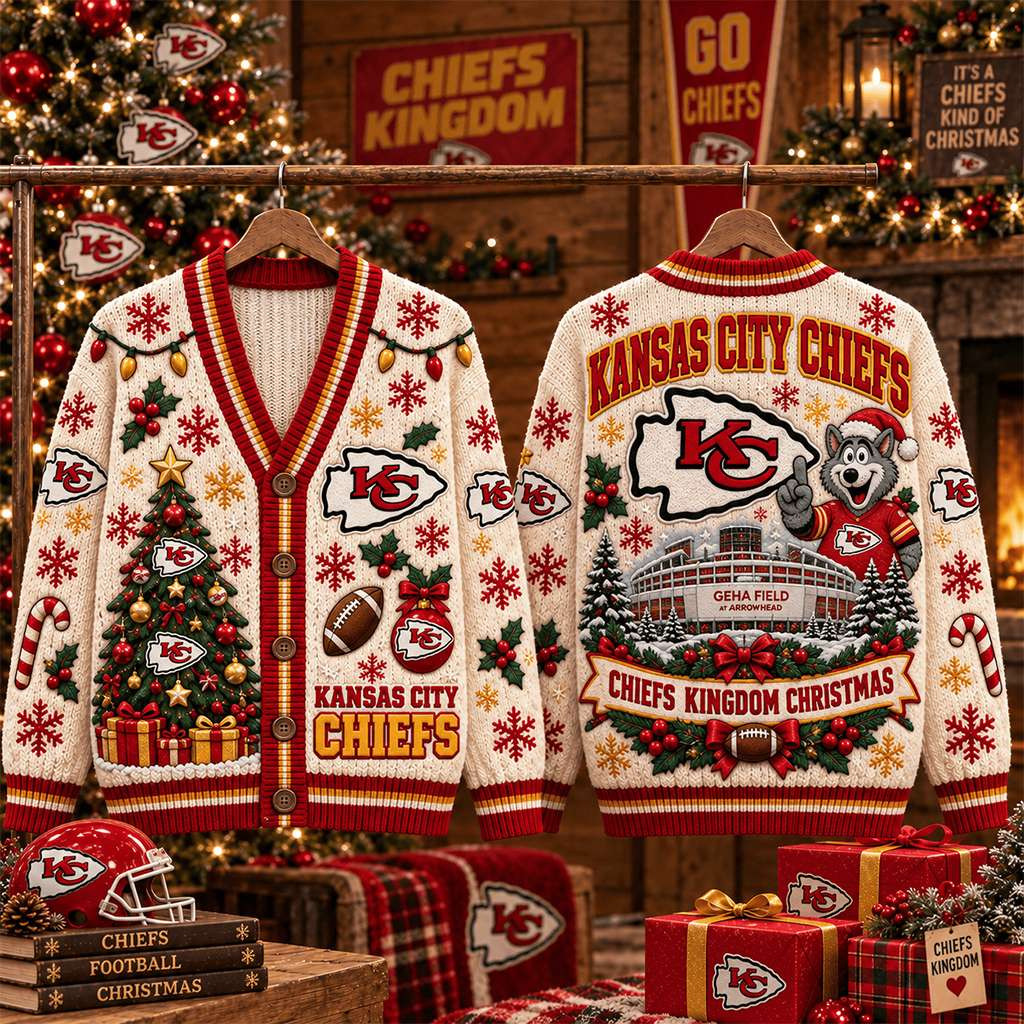Kansas City Chiefs Merch Chiefs Kingdom Christmas Cardigan Gifts For Football Lovers Kansas City Chiefs Merch Chiefs Kingdom Christmas Cardigan Gifts For Football Lovers