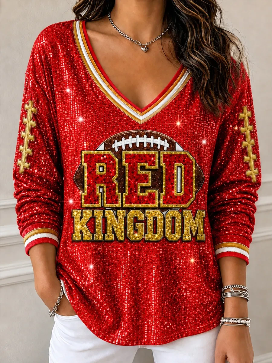 Kansas City Chiefs Merch Go KC Football Long Sleeve V-Neck Shirt Red Kingdom Game Day Gear Kansas City Chiefs Merch Go KC Football Long Sleeve V-Neck Shirt Red Kingdom Game Day Gear
