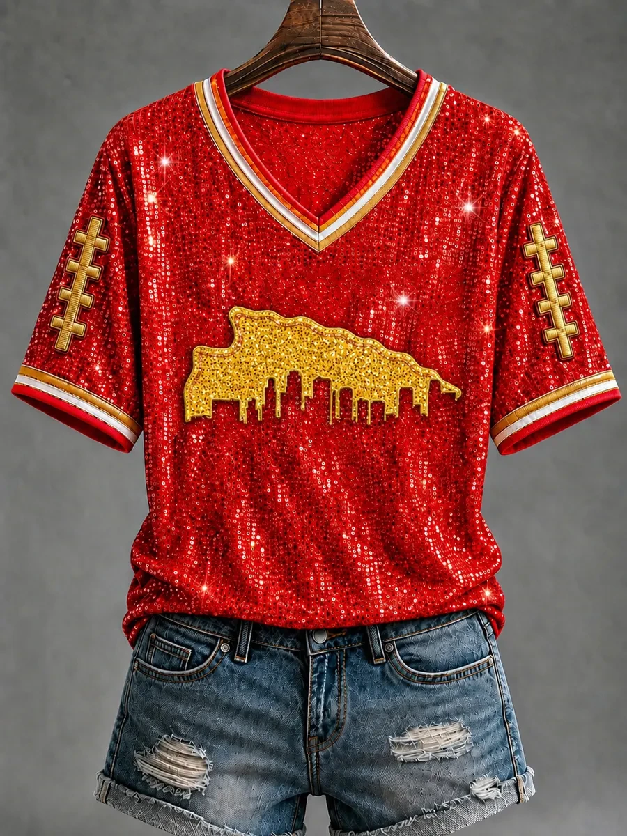 Kansas City Chiefs Merch Kansas City Football Game Day V-Neck Shirt Chiefs Fan Gift Women Kansas City Chiefs Merch Kansas City Football Game Day V-Neck Shirt Chiefs Fan Gift Women