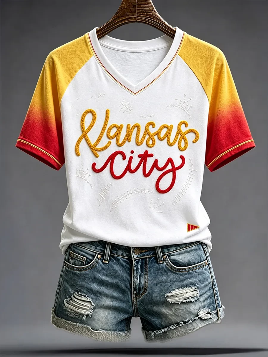 Kansas City Chiefs Merch KC Football Game Day V-Neck Shirt Kansas City Tailgate Fan Gift