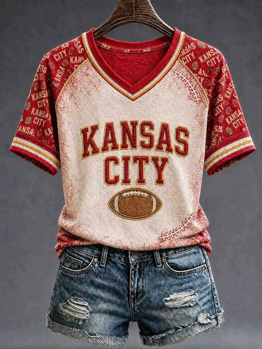 Kansas City Chiefs Merch KC Football Game Day V-Neck T-Shirt Kansas City Fan Apparel Presents