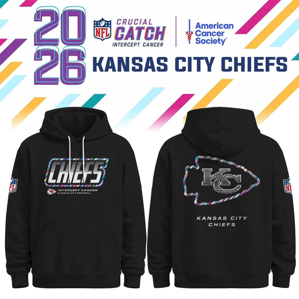 Kansas City Chiefs NFL Crucial Catch 2026 Black Hoodie KC Chiefs Merch Gift For Football Fans
