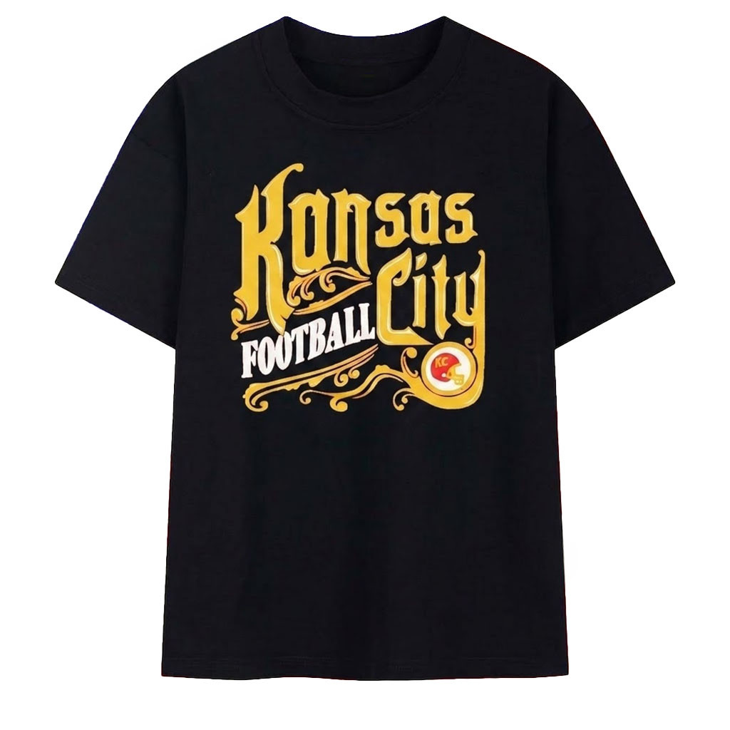 Kansas City Chiefs Ornate Football Script Logo Shirt Chiefs Merch Gift Ideas For Football Lovers