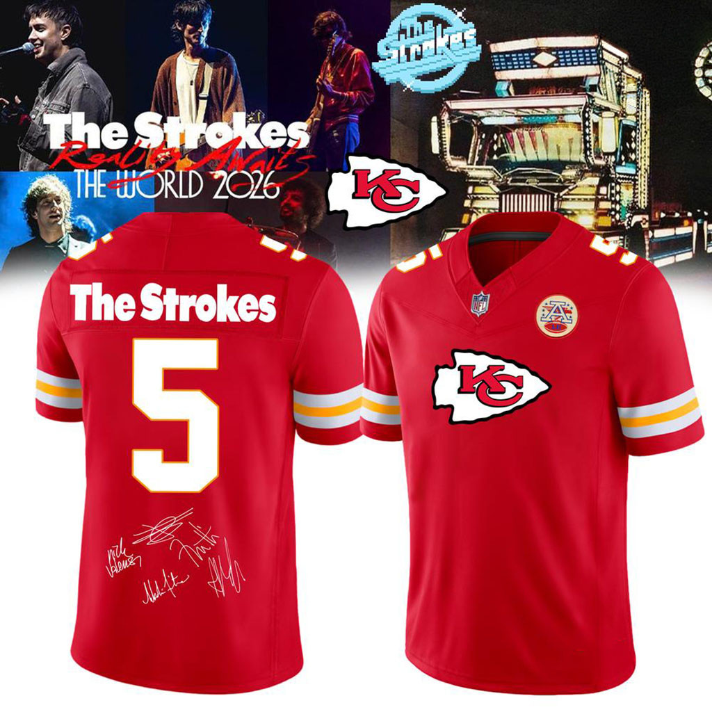 Kansas City Chiefs X The Strokes 2026 World Tour Football Jersey KC Chiefs Merch Fan Gifts