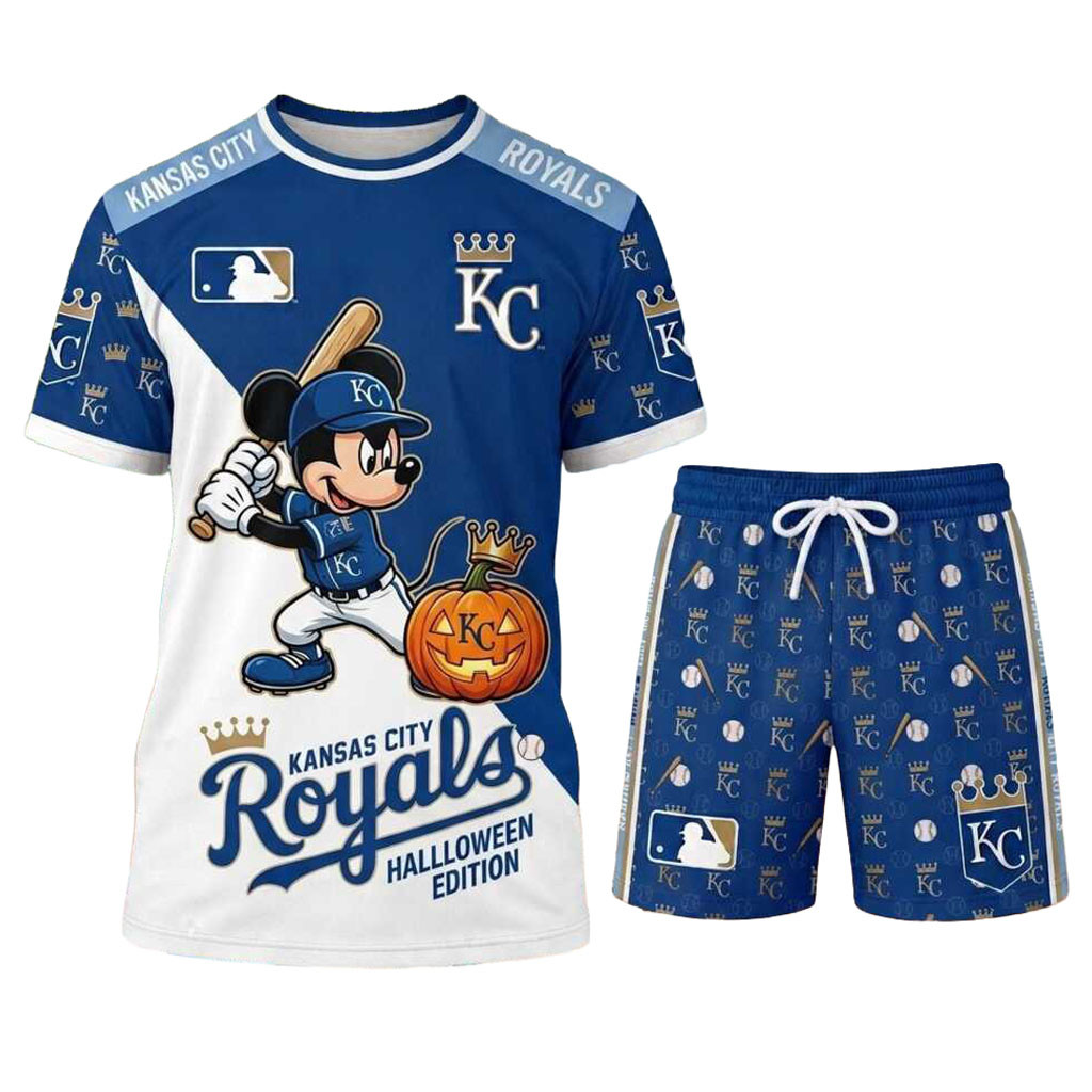 Kansas City Royals Mickey Mouse Halloween Pumpkin Shirt And Shorts KC Royals Merch Fan Gifts