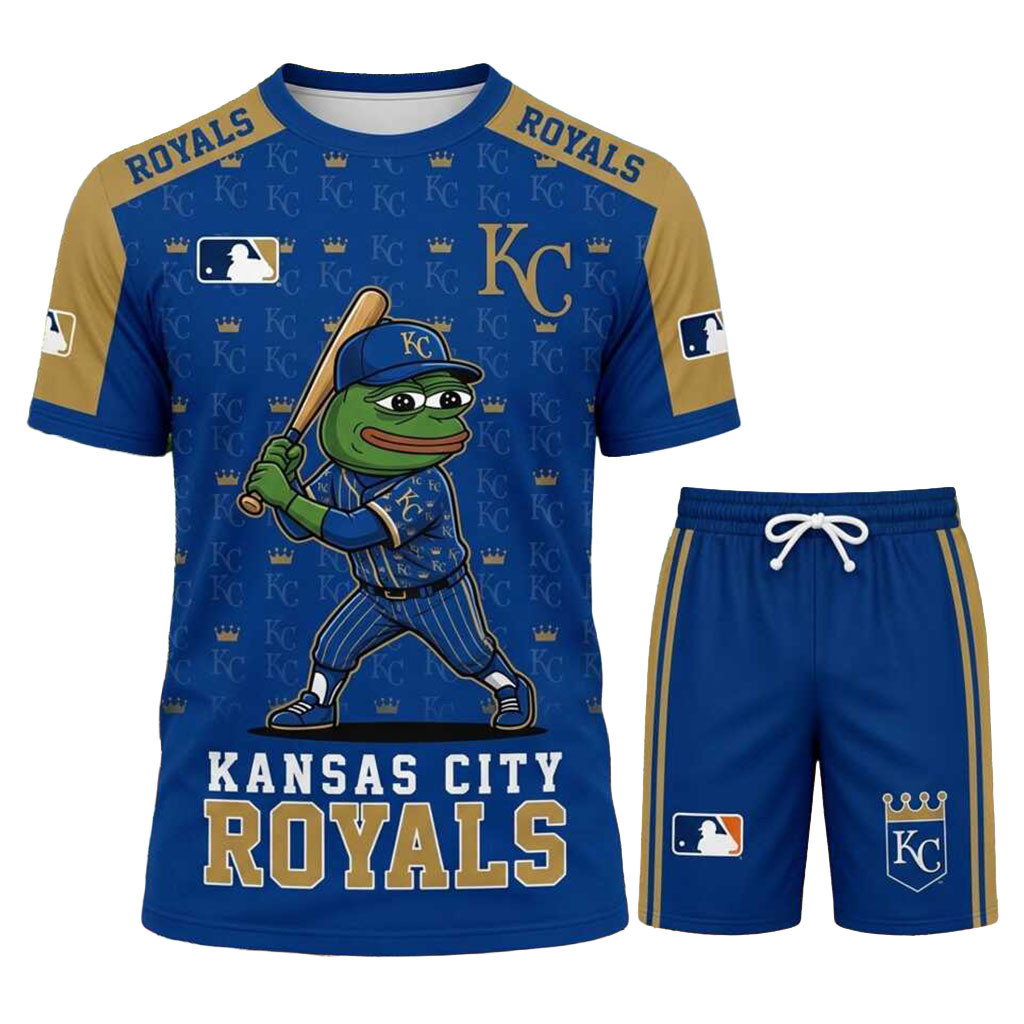 Kansas City Royals Pepe Frog Shirt And Shorts Set KC Royals Merch Gift For Baseball Lovers Kansas City Royals Pepe Frog Shirt And Shorts Set KC Royals Merch Gift For Baseball Lovers
