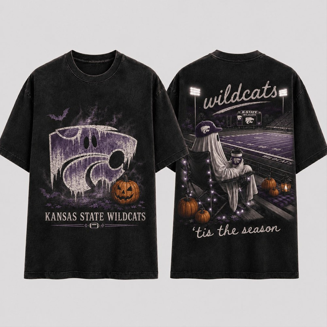 Kansas State Wildcats Merch Halloween Ghost T-Shirt Tis The Season Tee Gift For Football Fans Kansas State Wildcats Merch Halloween Ghost T-Shirt Tis The Season Tee Gift For Football Fans