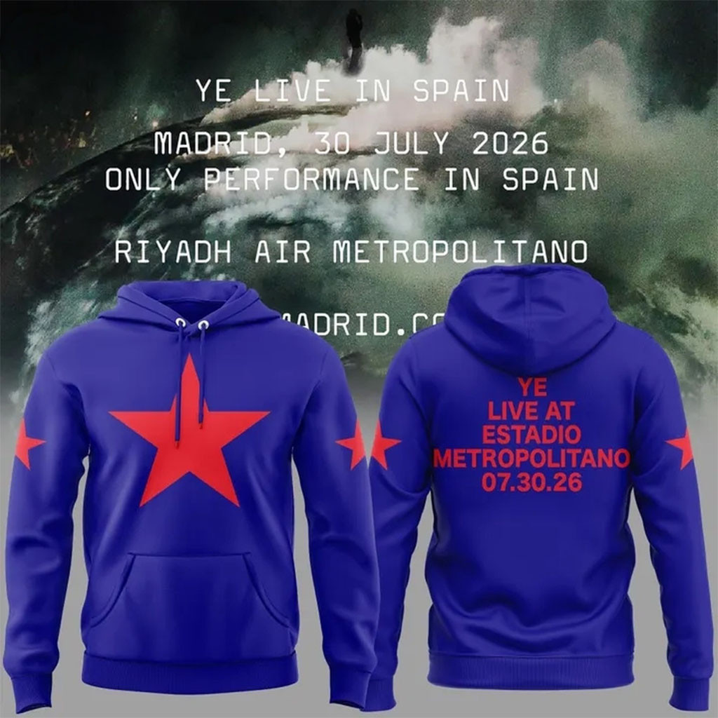 Kanye West 2026 Ye Live Concert Tour SPAIN MADRID Blue Hoodie Kanye West Merch Rapper Fan Gifts Kanye West 2026 Ye Live Concert Tour SPAIN MADRID Blue Hoodie Kanye West Merch Rapper Fan Gifts