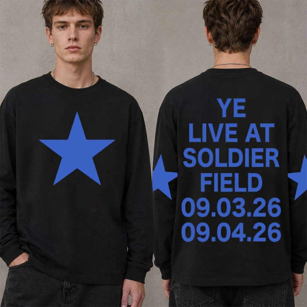 Kanye West Merch Ye Live At Soldier Field 2026 Chicago Blue Star Long Sleeve Shirt Fan Gifts