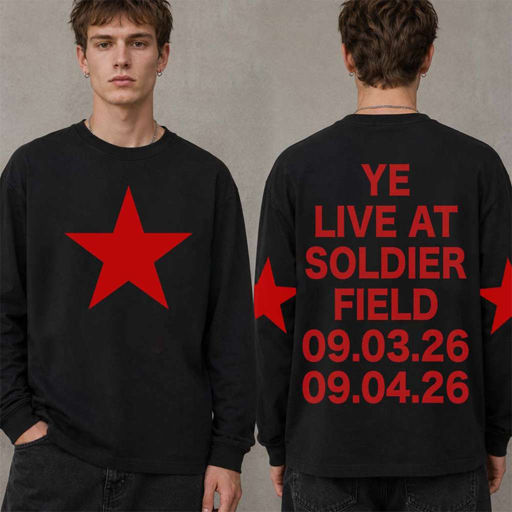 Kanye West Merch Ye Live At Soldier Field 2026 Chicago Red Star Long Sleeve Shirt Fans Gifts