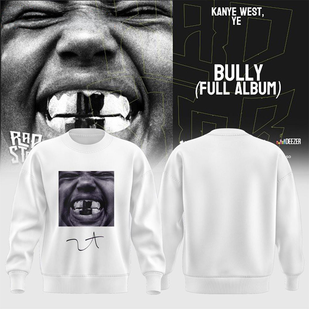 Kanye West Ye 2026 Tour Signature Bully Full Album White Sweatshirt Kanye West Merch Fan Gifts
