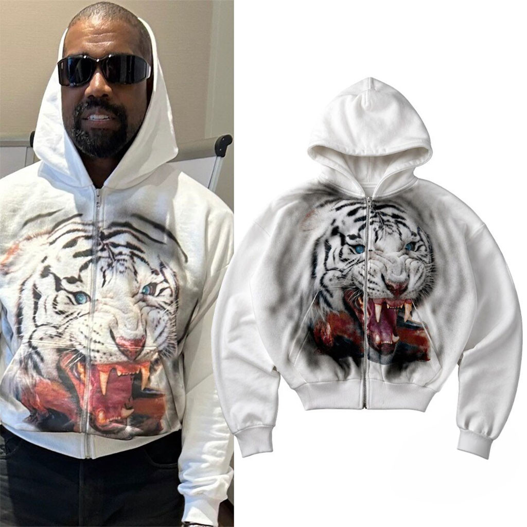 Kanye West Ye La Maskarade Tiger Zip Hoodie Kanye West Merch Present For Rapper Fans
