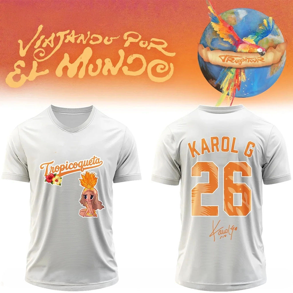Karol G Nos Vamos de Tour Signature V-Neck Jersey Karol G Merch Gifts For Music Lovers