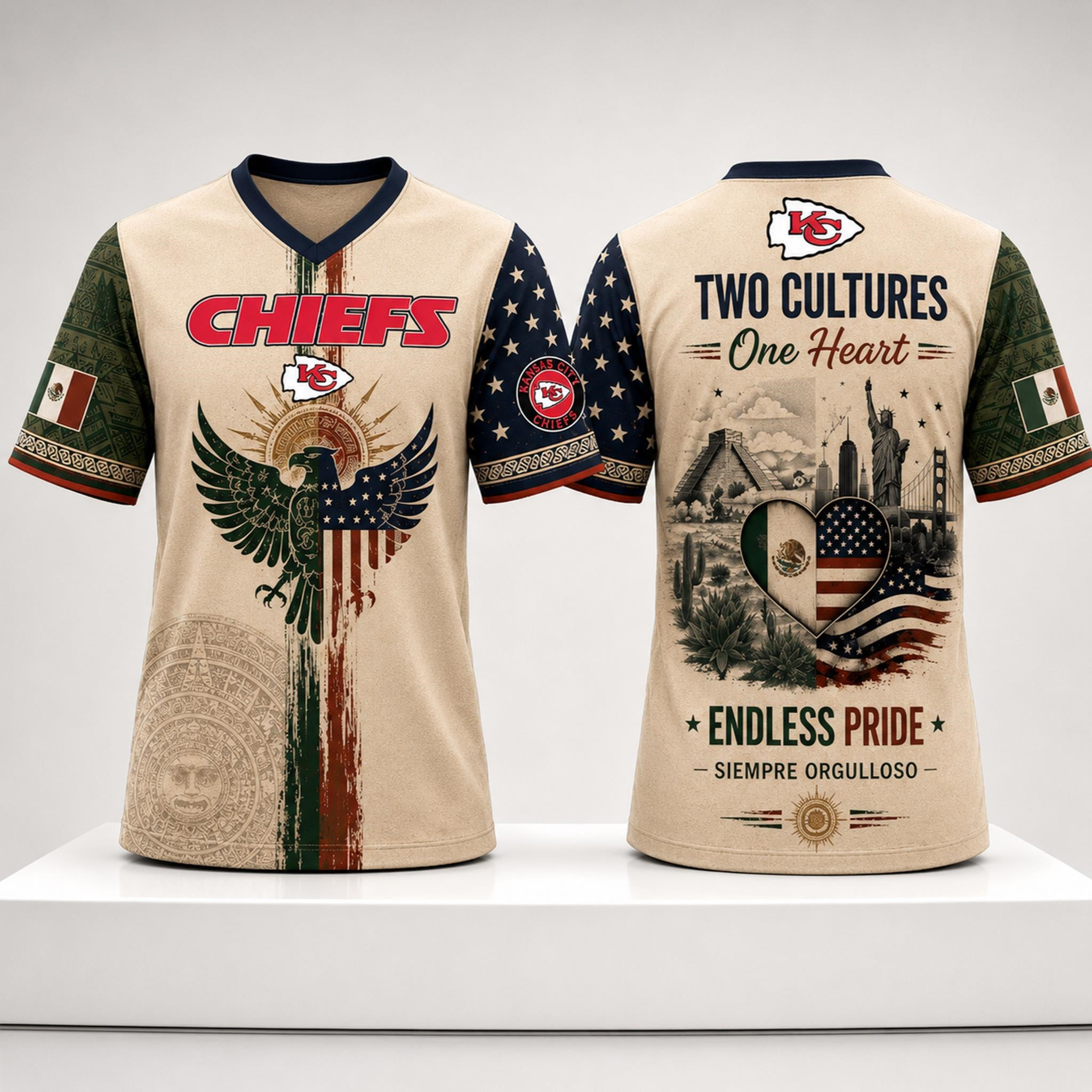 KC Chiefs Mexican Two Cultures One Heart American Heritage 2026 Jersey Chiefs Merch Fan Gifts