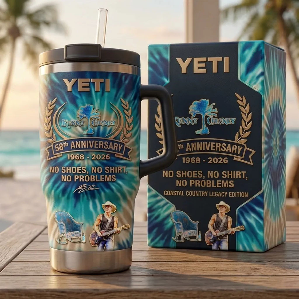 Kenny Chesney 58th Anniversary Tumbler No Shoes No Shirt No Problem Cup Kenny Chesney Merch
