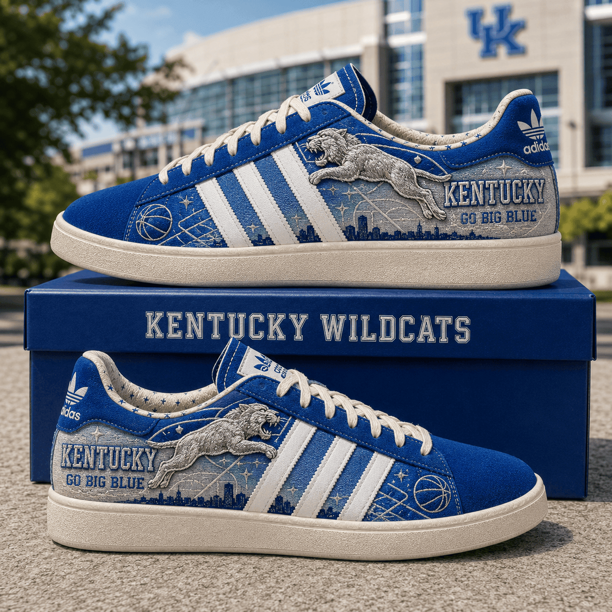 Kentucky Wildcats Merch Go Big Blue Sneakers Kentucky Basketball Game Day Shoes Gifts For UK Fans