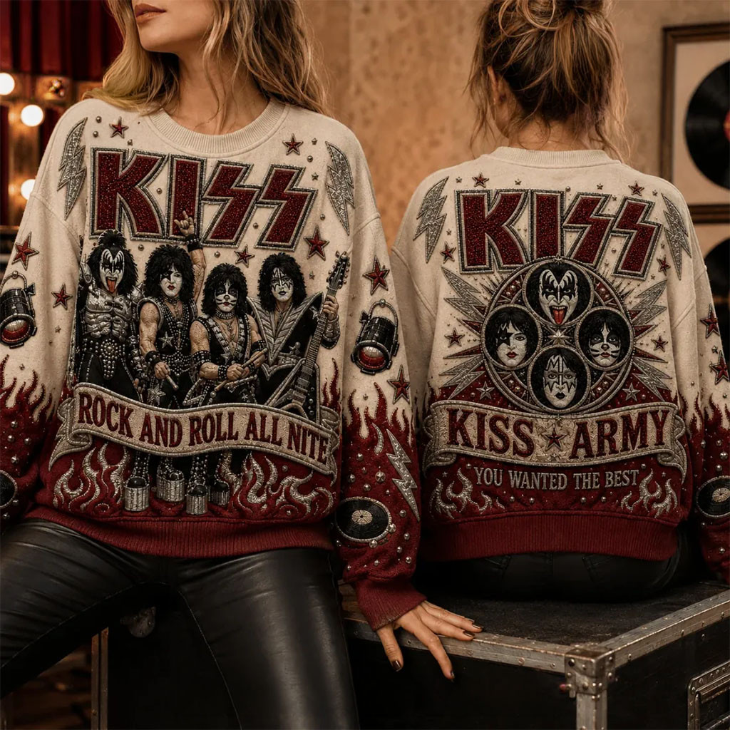 KISS Rock and Roll All Nite Sweatshirt KISS Merch Gifts For Rock Band Fans KISS Rock and Roll All Nite Sweatshirt KISS Merch Gifts For Rock Band Fans