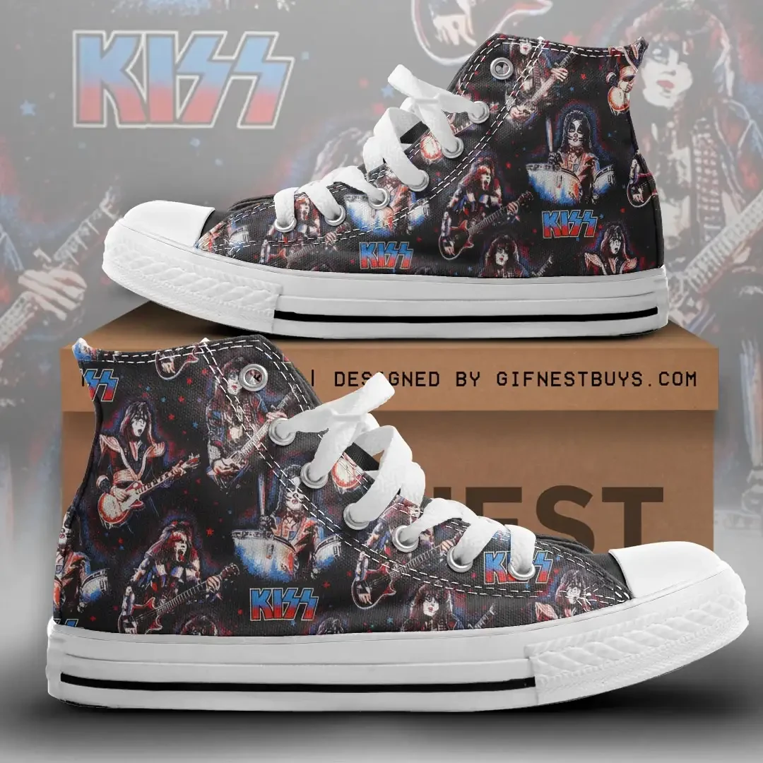 KISS Rock Band The Spirit Of 76 High Top Shoes Rock Music KISS Merch Gifts For Fans