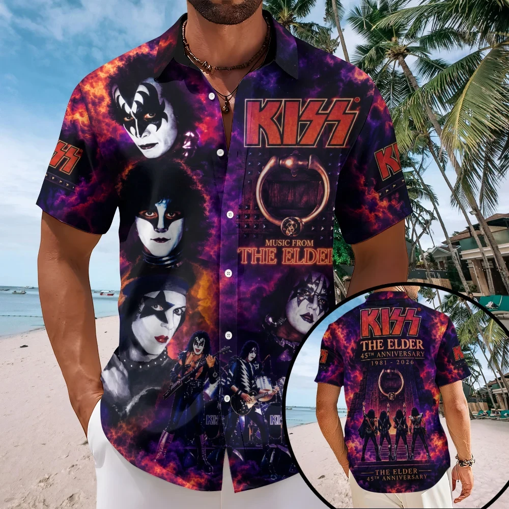 KISS The Elder 45th Anniversary Hawaiian Shirt KISS Merch Gifts For Rock Fans