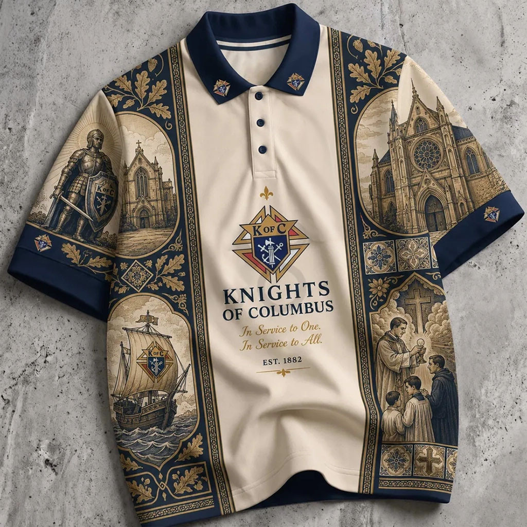 Knights of Columbus Heritage Polo Shirt K Of C Merch Catholic Gifts For Husband