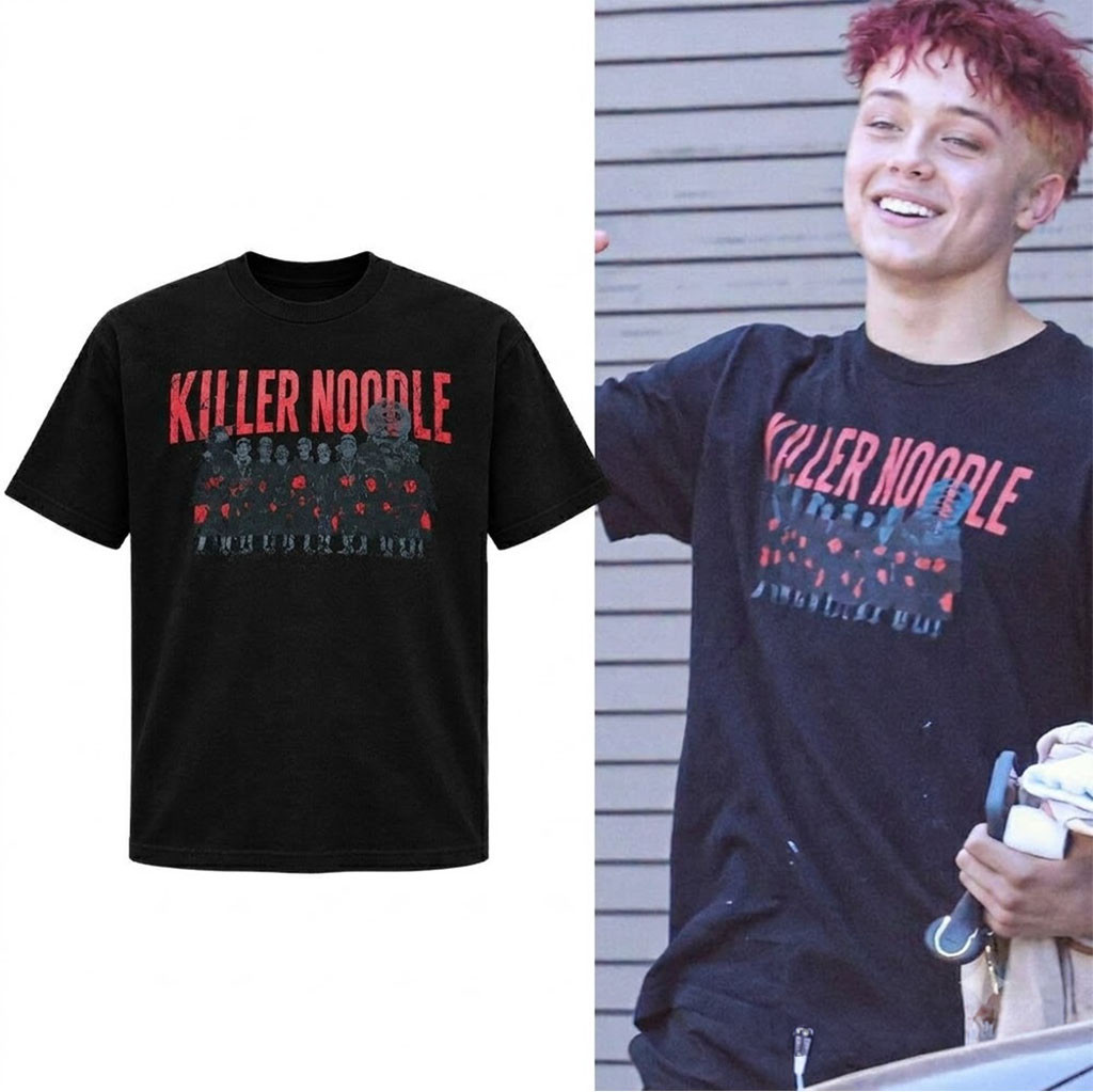 Knox Jolie-Pitt Killer Noodle Black Graphic T-Shirt Knox Jolie-Pitt Merch 2026 Gift For Husband