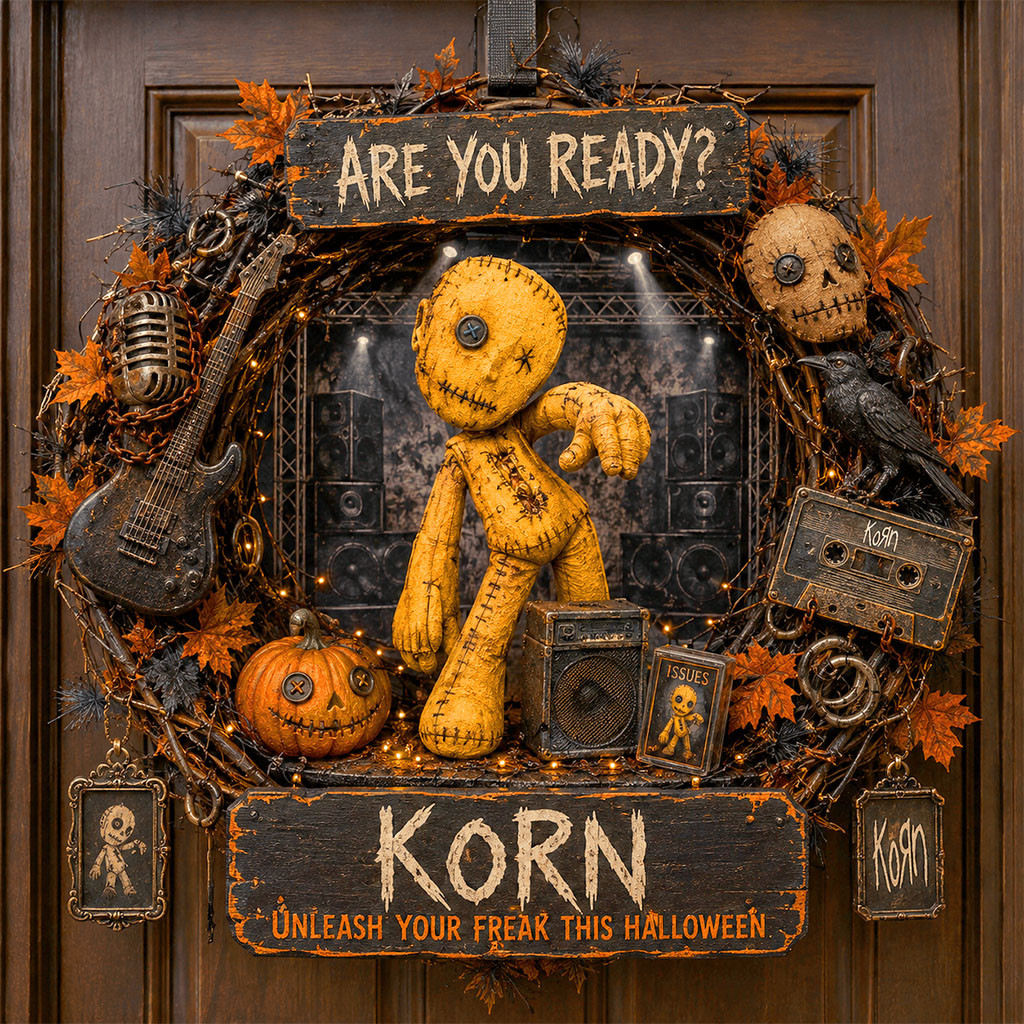 Korn Unleash Your Freak This Halloween Door Sign Are You Ready Wreath Korn Band Merch Decor
